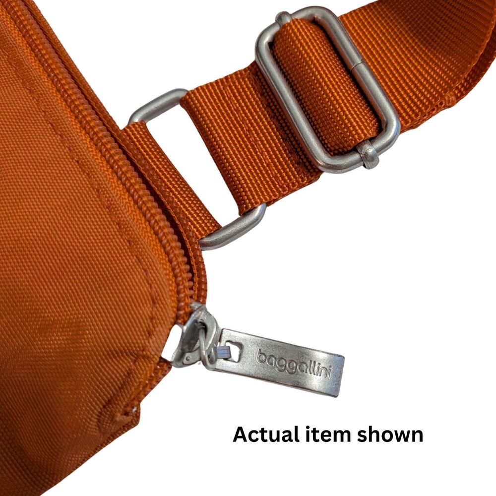 🧡 Baggallini Orange Nylon Crossbody Bag Travel Organizer Purse 10x10 - Picture 4 of 10
